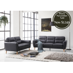 Otto 3 + 2 Leather Lounge - Black