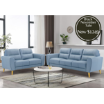 Otto 3 + 2 Leather Lounge - Blue