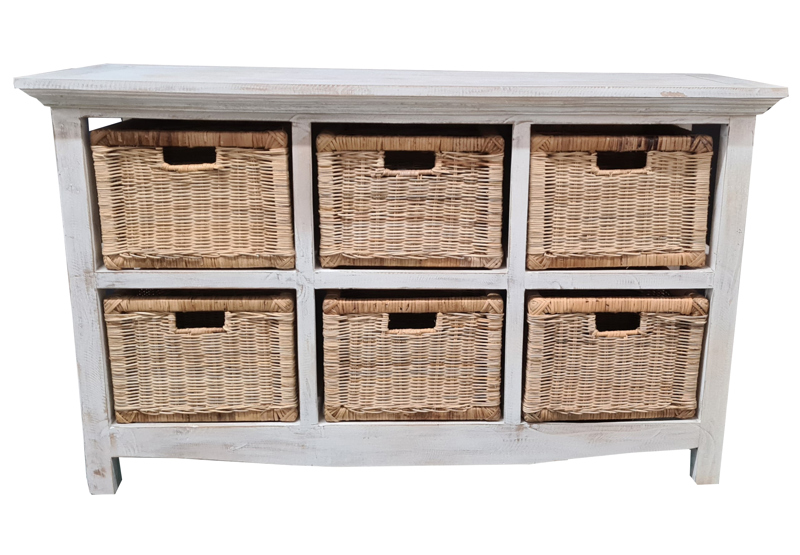 Chest 6 Drawer Rattan Baskets Lucinda Rose